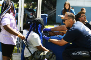 Blood pressure services at Alameda County Defender Block party